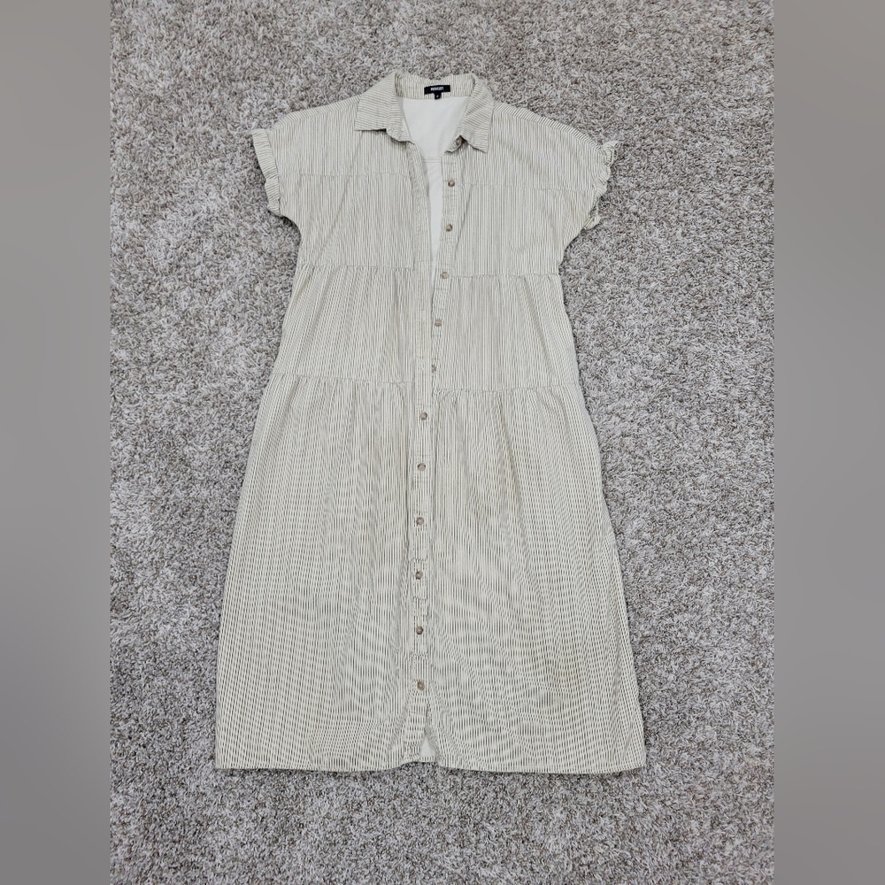 Striped Button-Down Midi Dress